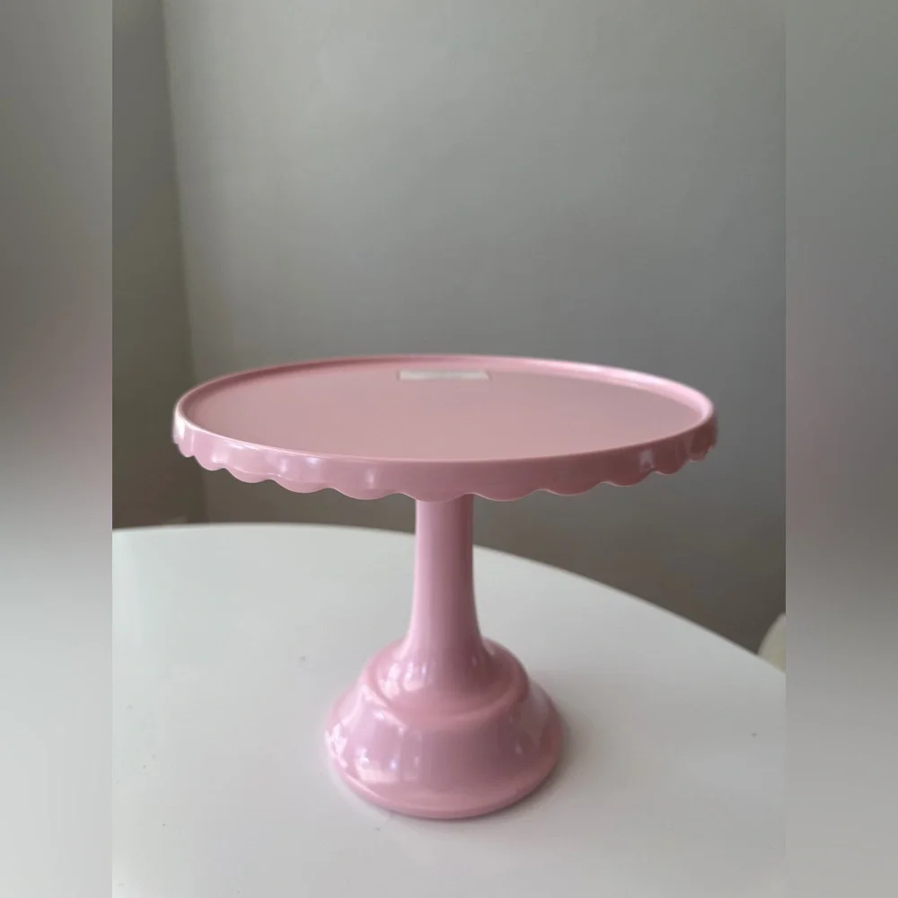 NEW Cupcakes & Cashmere Pink Scalloped Cake Stand melamine party decor 10.5”